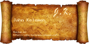 Jahn Kelemen névjegykártya